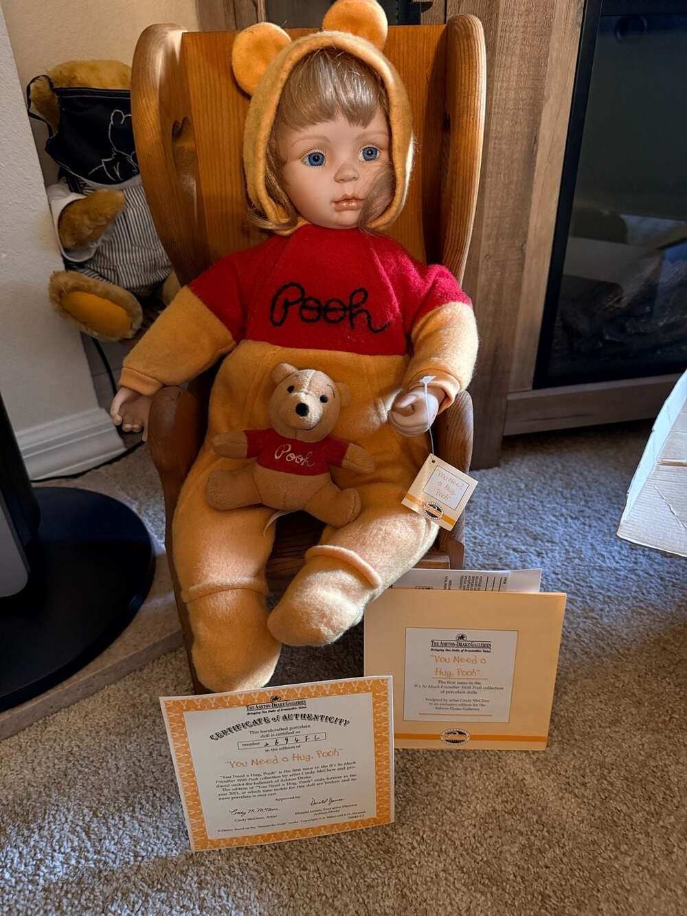 The Ashton-Drake Galleries Cindy McClure Porcelain Doll "You Need a Hug, Pooh"